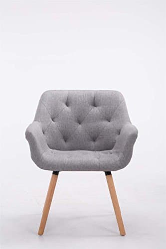 CLP Chaise de Salle à Manger Cassidy Revêtement Tissu I Pieds en Bois Chaise Design Scandinave avec Dossier et Accoudoir - Charge Max.150 kg I, Couleur:Gris, Couleur du Cadre:Natura