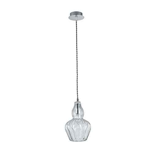 Suspension Design, 1 Lampe, Style moderne, Armature en Métal couleur chrome, abat-jour fait en verre, pour la Cuisine, le Salon, le Séjour, bureau, sale a manger, 1 ampoule, excl. 1 E14 40W 220-240V