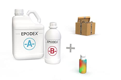 EPODEX Résines époxy 2K - 3 hauteurs de coulée de 0 à 10 cm - Revêtements, art, artisanat, plâtrage et plus encore - Résine de coulée - Résine - Résine - Transparent 7,5kg