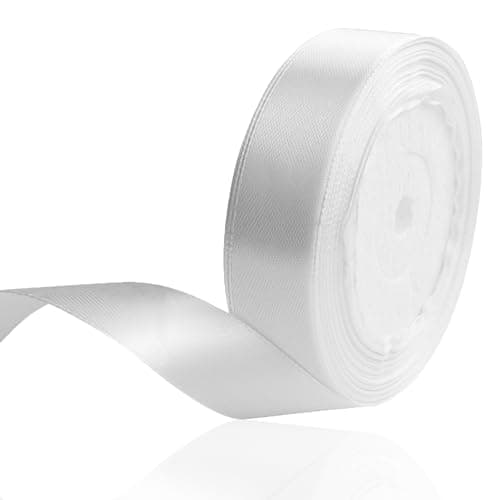Ruban de satin blanc 20 mm x 22 m - Pour décoration de cadeau de ballons, mariage, baptême et anniversaire - Cadeau de Saint-Valentin