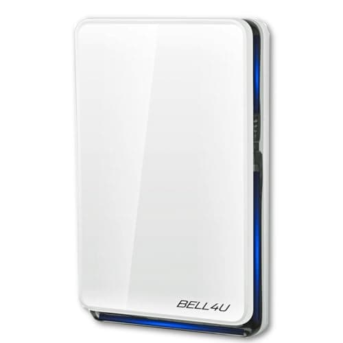 Bell4U Sonnette sans Fil Exterieur Etanche - 3 destinataires - Sonnette sans Fil Auto-alimentée 100 m, Sonnette électronique étanche IP65, Carillon Lumineux LED, 52 mélodies, 4 Niveaux de Volume