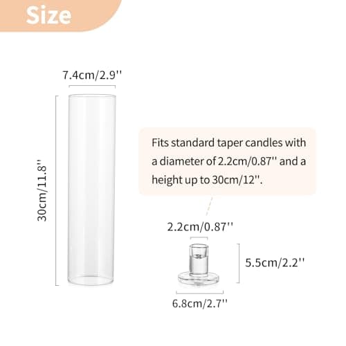NUPTIO Porte-Bougies en Verre Bougies Coniques - 10 Pcs Porte-Bougies en Verre Bougies Coniques, Abat-Jour Verre Transparent Bougies Coniques Moderne Mariage Noël Table Feu de Cheminée
