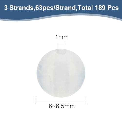 GOMAKERER 189pcs Perles d'Opalite, Perles Boule Lisse Ronde Perle Perle Claire 6mm Perles Transparentes Perles de Pierre de Cristal Perles de Pierre Opale Blanche pour La Fabrication de Bijoux