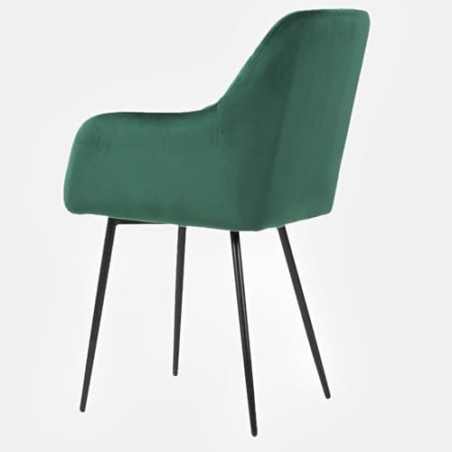 Higliocas Chaise Salle a Manger Lot de 4 - Fauteuil de Cuisine Velours Vert - Chaise Accoudoirs Moderne Rembourrées avec Pieds en Métal, Vert-4