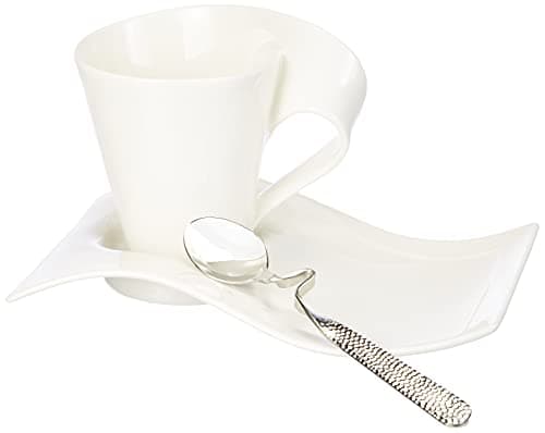 Villeroy & Boch – Newwave Ensemble Café / Cappuccino 6 Pièces Blanche, Garanti Lave-Vaisselle, Compatible Micro-Ondes, Ensemble Tasses Soucoupes, Service Café Complet, Tasse À Café, Porcelaine Premium
