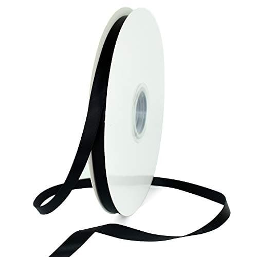 TONIFUL 1cm X 91m ruban satin noir lisse pour cadeaux, bouquets, décoration de fête de mariage, artisanat