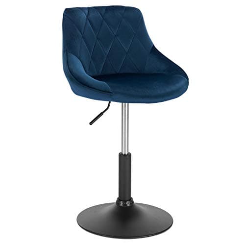 WOLTU Lot de 4 Tabouret de comptoir réglable en Hauteur et pivotante,Tabouret de bistrot en Velours Structure métallique, Hauteur Réglable de 42-58cm, Bleu BH242bl-4