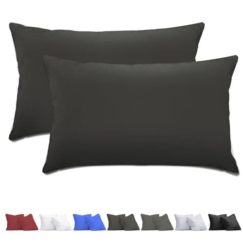 aboveBED Taie d'oreiller 50x70 (Lot de 2), Housse Coussin Anthracite, Oreiller en Jersey 100% Polyester, Fermeture éclair Dissimulée sur Le côté Long, Taie d'oreiller Douce et Respirante 50 x 70 cm