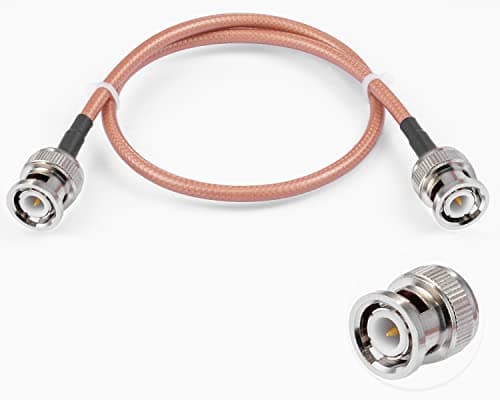 Vecys Câble BNC Mâle vers BNC Mâle 50ohm BNC Mâle vers Mâle RG400 RF Coaxial Pigtail Jumper Cable 20 "/ 50cm pour Antennes RF Ham Radio Handheld
