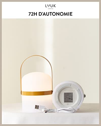 LUUK LIFESTYLE Grande lanterne design pour extérieur et intérieur, décoration moderne, rechargeable et portable, en orange curry mat