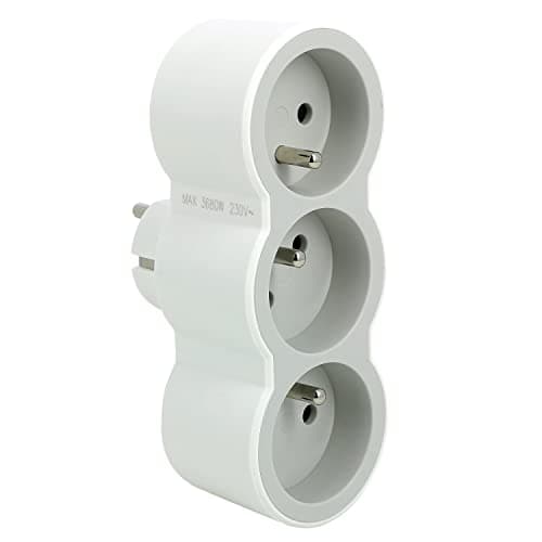 LEGRAND - Fiche Multiprise Triplite - 3 Prises Frontales avec Terre - Positionnement Horizontal - Sécurité Enfant Intégrée - Blanc et Gris Clair