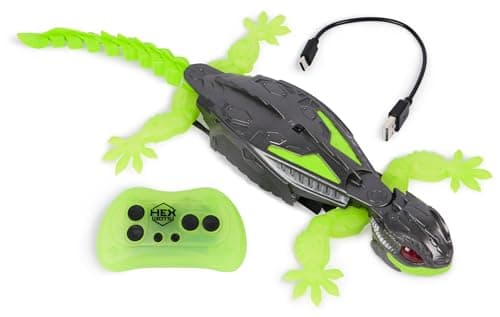 Hex Bots - Gecko RC - Gecko Radiocommandé Qui Rampe Sur Le Sol Et Les Murs - Avec Yeux Lumineux - Pilotage Facile - Câble USB Inclus - Jouet Enfant 4 Ans et +