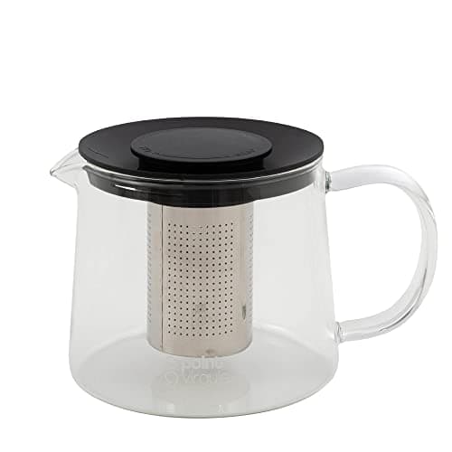 Point-Virgule Théière en Verre avec infuseur à thé en INOX, Service a The, Noir, 600ml
