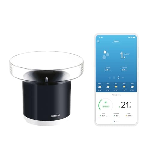 Netatmo Pluviomètre connecté sans-fil pour la Station Météo Netatmo, NRG01-WW, Noir
