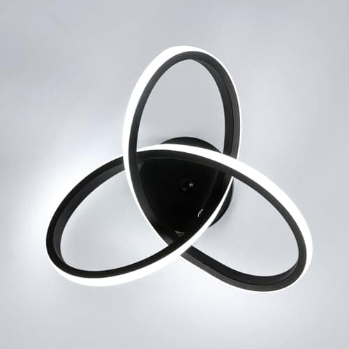Comely Plafonnier LED Moderne, Luminaire Plafonnier Noir 30W 3375LM, Lampe de Plafond en Forme de Fleur pour Chambre à Coucher, Couloir, Cuisine, Salle de Bain, Lumière Blanche Froide 6500K Dia 30cm