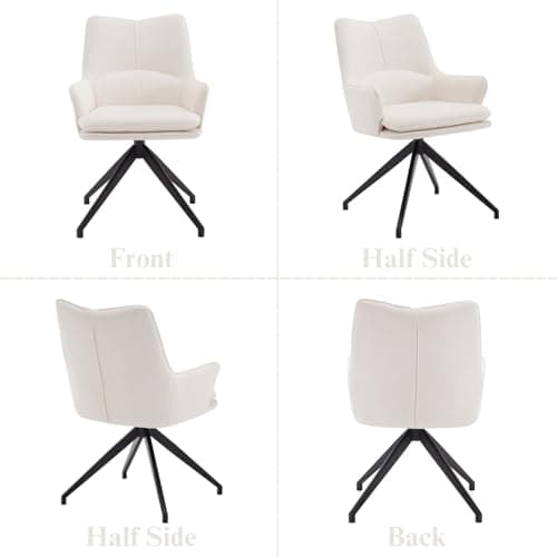 Wahson Chaise de Bureau Moderne Fauteuil de Bureau en Lin Chaise Bureau Erconomique Pivotante Rotation de 360 Degrés, Chaise Bureau pour Salon et Chambre, Beige