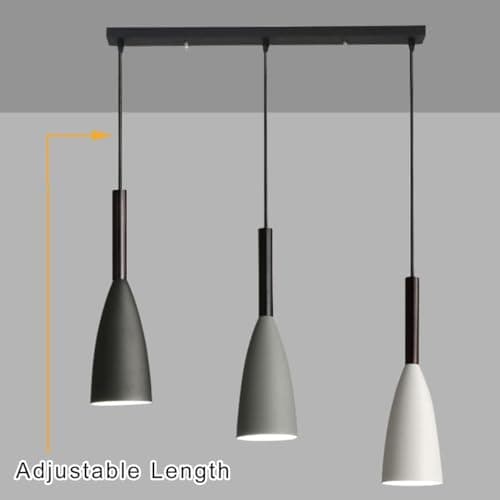 ZTWLEED Suspension Luminaire,Suspension 3 abat jour Lustre Moderne E27,Suspension Luminaire Moderne Ø10.5CM,Luminaire suspension pour Cuisine Salle à Manger Chambre,Blanc+Noir+Gris