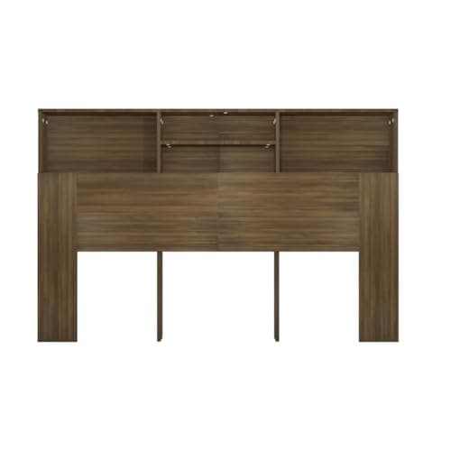Coavain Tete de Lit 160 cm Tête de Lit Bois avec Rangement chêne Marron 160x19x103,5 cm