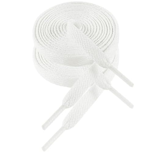 VSUDO Lacets Chaussures Blanc Plat pour Sneakers 130 cm - Compatible avec Nike Air Force, Adidas Stan Smith, Converse, Vans, New Balance, etc. (1 Paire)