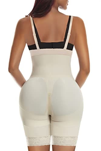 YIANNA Body Femme Gaine Ventre Plat Invisible Amincissante Zipper Gainant Combinaison Sculptant Shapewear Fajas Colombianas Post Accouchement Beige M 7257