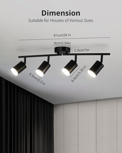 Bojim Plafonnier 4 Spots Orientables, GU10 Plafonnier Spots Pivotants, Moderne Spot de Plafond Noir Mat Luminaire Plafonnier pour Cuisine Couloir Salon Chambre Coucher, Sans Ampoule