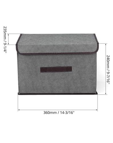QWORK® Lot de 2 boîtes de rangement pliables avec couvercles, caisse de rangement pliable en tissu, 36 x 23 x 24 cm, gris, pour vêtements, jouets et organisation de garde-robe