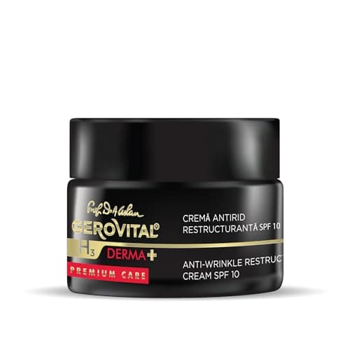 Crème Visage Anti-Rides Restructurante SPF 10, Réduit les Rides, Restaure l'Elasticité et la Fermeté de la Peau, 50 ml, Gerovital H3 Derma+ Premium Care