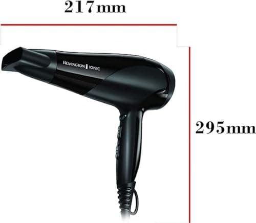 Remington Sèche-cheveux Ionique [Puissant & Léger] Ionic Dry Noir (2200W, coiffage délicat en douceur & répartition uniforme de chaleur, 3 températures / 2 vitesses, concentrateur, diffuseur) D3198