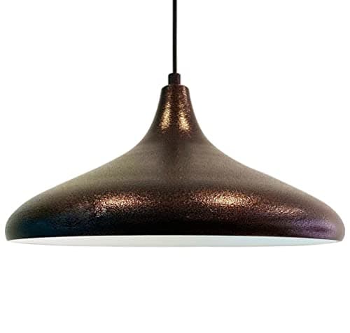 bamyum Teuton Champion Suspension Luminaire Vintage, Lustre Salon de 35 cm, Lustre Cuisine en Métal, Lampe E27 Vintage pour Chambre, Suspension Luminaire pour Salle à Manger, Couloir, Ton Cuivré