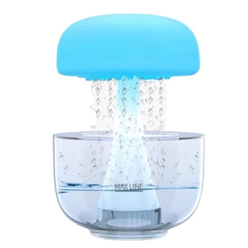 AMIUHOUN 1 PCS Humidificateur Champignon avec Lampe Lumineuse Méduse - Veilleuse, Sons de Pluie Diffuseur de Bruit Blanc Autonomie 24H, 700ML