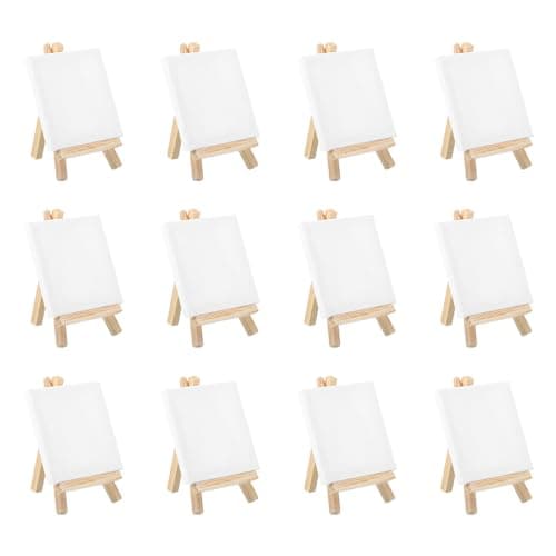 PATIKIL 3x3" Toiles en Coton pour la Peinture, Lot de 12 Panneaux Vierges Carrés Tendus Sur Châssis en Bois pour Acrylique, Huile, Peinture à la Tempera, Blanc
