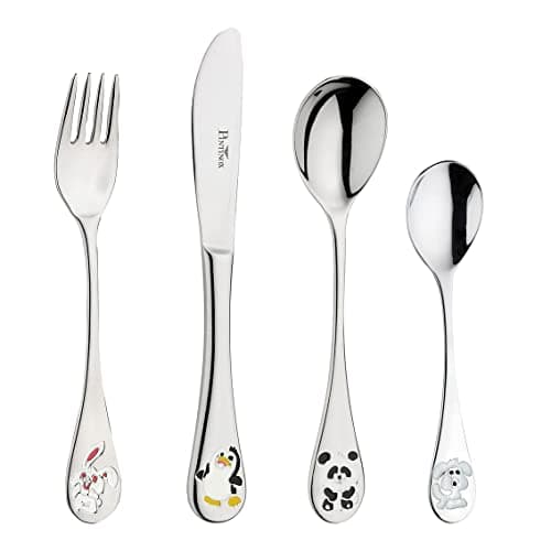 Pintinox, Set de 8 Couverts Enfant en Acier Inoxydable, Set composé d'une Fourchette, d'un Couteau, d'une cuillère et d'une cuillère à café