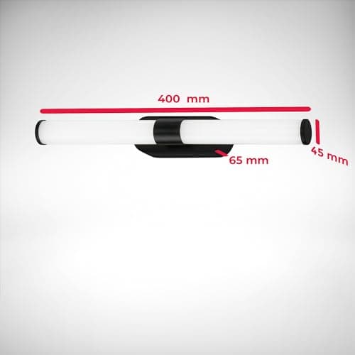 B.K.Licht - Lampe à miroir à LED pour la salle de bain avec couleur de lumière blanc neutre, lampe pour la salle de bain protégée contre les éclaboussures IP44, luminaire murale à LED, 7W, 40 cm, noir