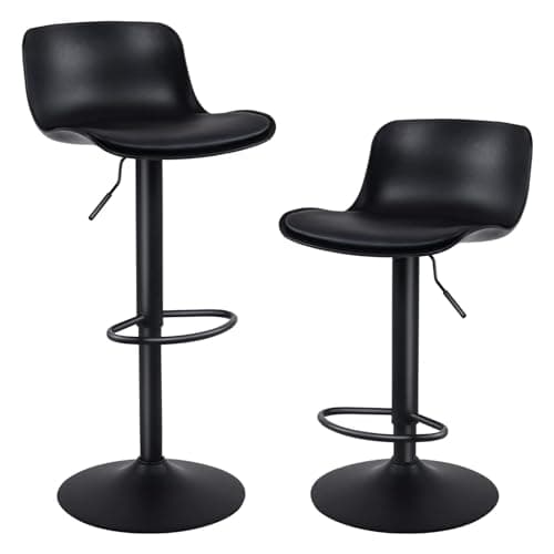 YOUNIKE Tabouret Bar Chaises Haute de Bar Assise Tabouret d'îlot Central Cuisine Siege Bar Lot de 2 Industriel Moderne Reglable Rotation Metal Pivotante Noir