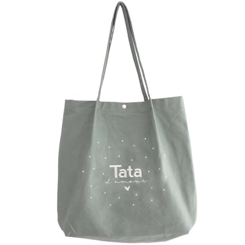 Manahia tote bag brodé tata - Tata d'amour - Cadeau tata - Sac tata - Sac cabas brodé avec poche - Cadeau tante, soeur, belle soeur - Annonce Grossesse tata - anniversaire tata