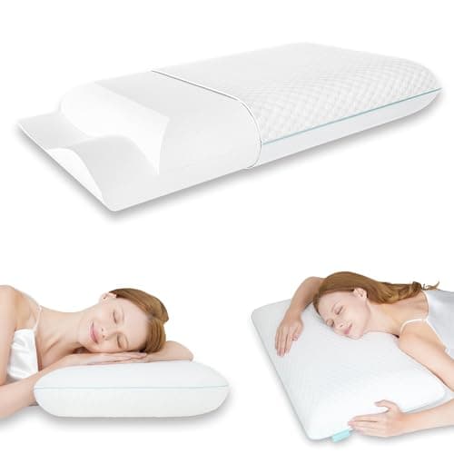 Releep Oreiller Ergonomique Cervical avec Deux Fermeté, Oreiller Orthopédique à Mémoire de Forme, Oreiller Rafraichissant Ferme et Souple, Oreiller Anti Ronflement, Coussin Ergonomique, 70x40x12cm