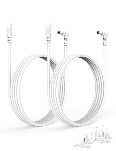 Câble d'Extension DC Tonton 5M, Adaptateur d'alimentation 5,5mm x 2,1mm, Câble d'Extension DC 5V~24V, Prise 5521 vers Connecteur pour Caméra de Surveillance, DVR, Bande LED Blanc 5M (2 Pièces)