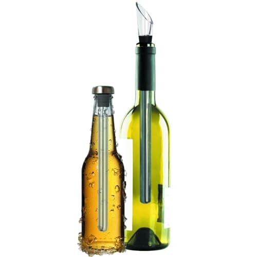 Cadeau Original 2 Refroidisseurs à Vin et à Bière - Accessoire Vin Rafraîchisseur Aérateur et Bec Verseur en Bouteille Plus Élégant Que Seau à Glace - Idée Noël Homme Femme Couple Crémaillère