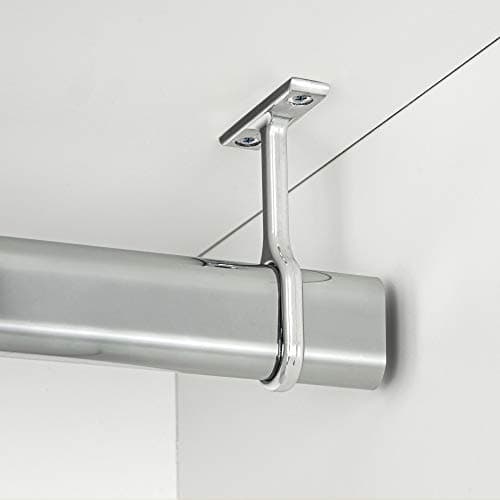 Support central de tube de garde-robe Gedotec pour tringle à vêtements OVAL - TUBES | Fixation métal chromé poli | Support tringle penderie pour bar ovale | 1 Pièce