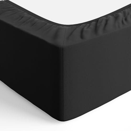 Amazon Basics Drap Housse, 140 x 200 x 30 cm, en Polyester Microfibre pour Matelas Épais jusqu'à 30 cm, Noir