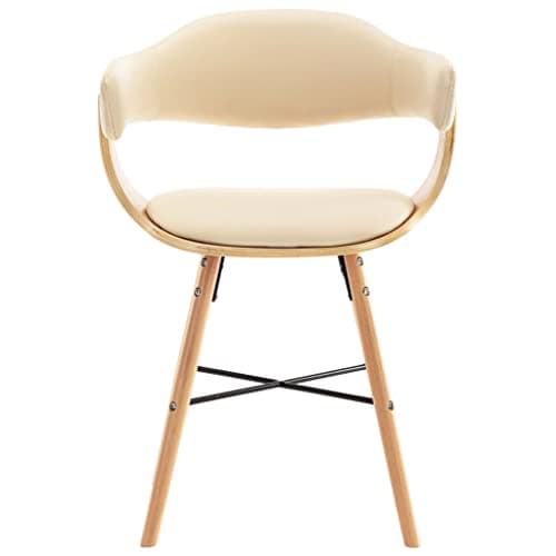 Décoshop26 Lot de 4 chaises de Salle à Manger Cuisine Design Moderne synthétique crème et Bois courbé CDS021464