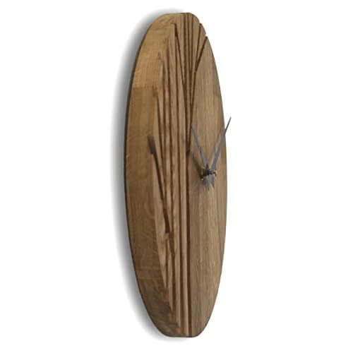 SENTOP Horloge murale en bois chêne - Horloge murale moderne - Décoration d'intérieur - Horloge murale en chêne véritable - Grande horloge murale en bois de chêne - Bois naturel - 50 cm