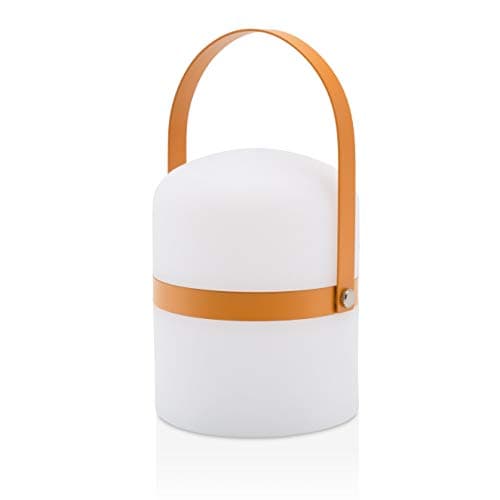LUUK LIFESTYLE Grande lanterne design pour extérieur et intérieur, décoration moderne, rechargeable et portable, en orange curry mat