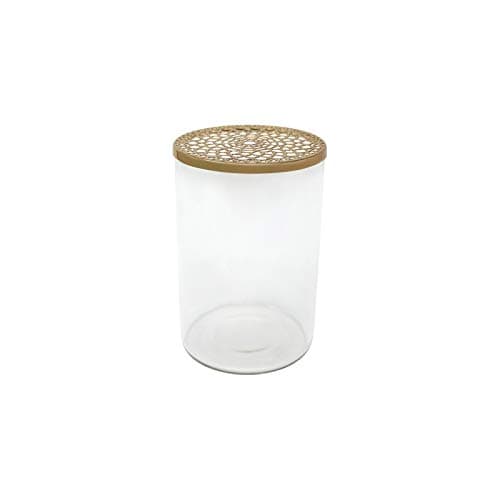 LaLe Living Vase en fer et verre avec ornement doré, Ø 10 x 15,5 cm