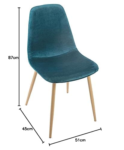 Atmosphera - Chaise Bleu Canard en Velours