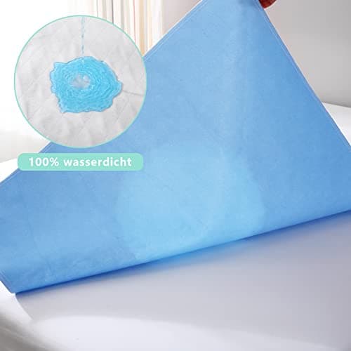 Aimtton Lot de 2 alèses d'incontinence lavables 86 × 132 cm en non-tissé absorbant imperméables et lavables, bleu/blanc