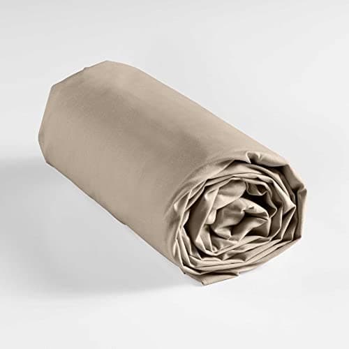douceur d'intérieur, Drap Housse (140 x 190 cm) Lina Sable, 100% Coton