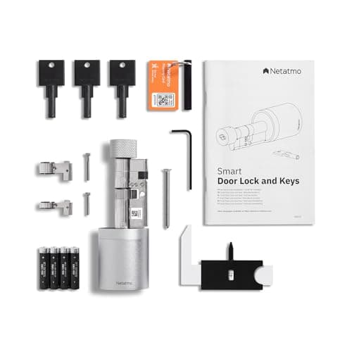 Netatmo Doorlock, Serrure et Clés Intelligentes, Accès par Smartphone ou Clé NFC sécurisée, Partage d’accès avec vos invités, Cylindre européen universel connecté EN15684, Bluetooth BLE chiffré,NDL-EC