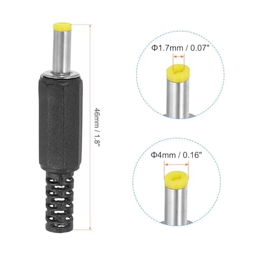 PATIKIL 4x1,7 mm DC Mâle Prise Alimentation Alimentation Extrémités, 5 Paquet DIY DC Baril Connecteur Remplacement, Jaune