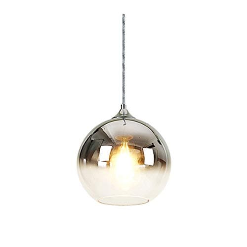 MZStech Lampe à suspension sphérique en verre de couleur dégradée,Suspension Luminaire en verre moderne basée sur des ampoules E27 (Argent, 30CM)